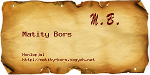 Matity Bors névjegykártya